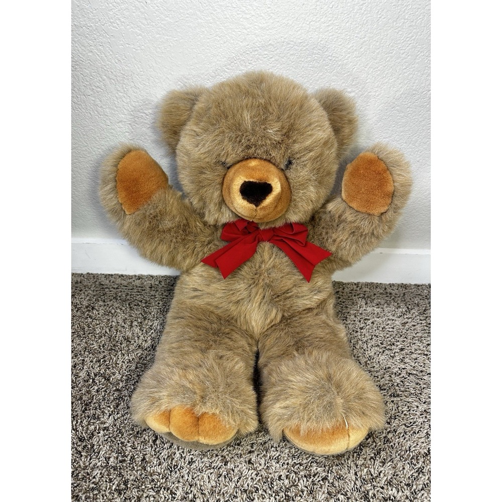 JC Penny Holiday Collection Vintage Brown Teddy Bear Plush 23" Christmas 1994